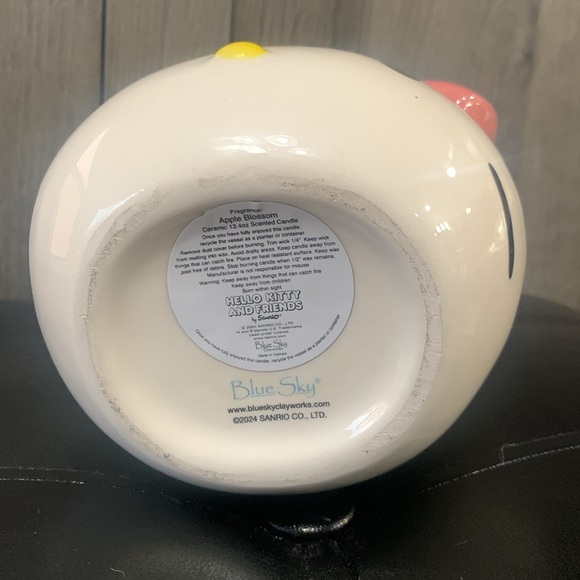 New Hello Kitty + Blue Sky Clayworks Pink Bow Apple Blossom Ceramic Candle - Picture 6 of 8